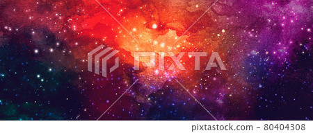 Vector cosmic illustration. Beautiful colorful space background. Watercolor Cosmos 80404308