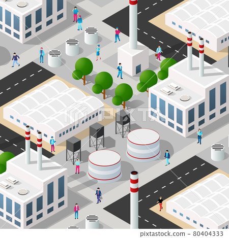City plant factory industrial isometric urban design elements 80404333