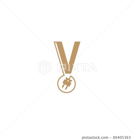 Power cable forming letter V logo icon template Power cable forming letter V logo icon template 80405363