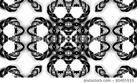3d render. Black and white stripes are twisted forming complex symmetrical structures like ornament pattern or kaleidoscope 3d render. Black and white stripes are twisted forming complex symmetrical structures like ornament pattern or kaleidoscope 80405919