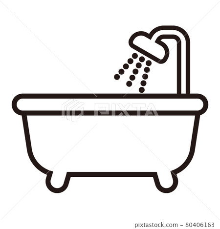 Black and white thin line icon of bath / white... - Stock Illustration ...