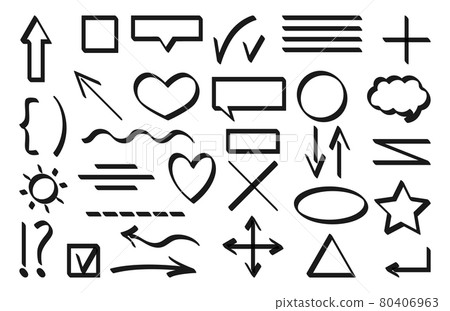 Text marker lines black scrawls strokes set Text marker lines black scrawls strokes set 80406963