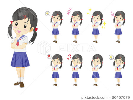 Student sailor suit facial expression difference Student sailor suit facial expression difference 80407079