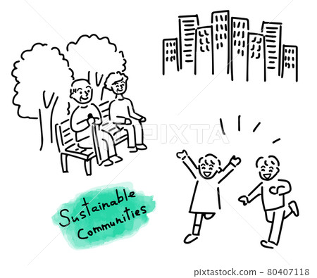 放鬆在都市公園的老人和孩子 放鬆在都市公園的老人和孩子 80407118