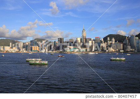 the star ferry cross the Victoria Harbor, hk 10 July 2021 the star ferry cross the Victoria Harbor, hk 10 July 2021 80407457