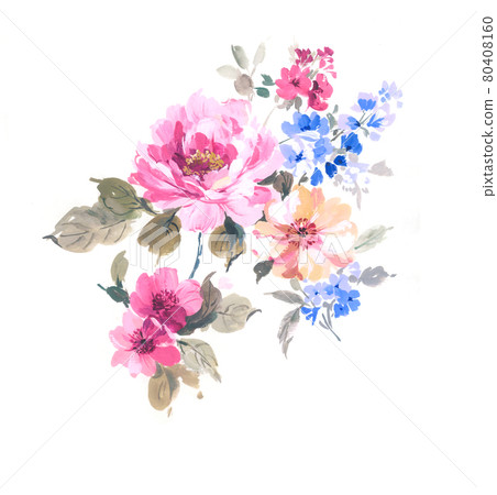 色彩豐富的花卉素材組合和設計元素 色彩豐富的花卉素材組合和設計元素 80408160