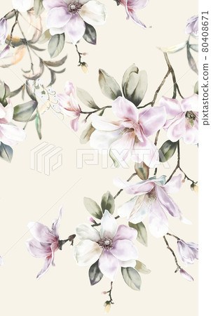Beautiful elegant watercolor magnolia flower Beautiful elegant watercolor magnolia flower 80408671