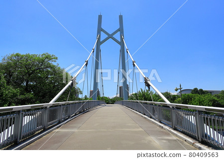 Atsuta Memorial Bridge, a suspension bridge over the Hori River, Atsuta-ku, Nagoya 80409563