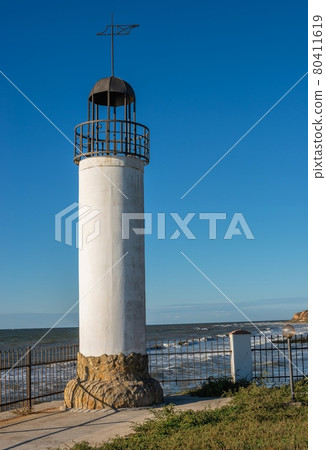 Lighthouse Karabush in  Morskoe village, Odessa region, Ukraine 80411619