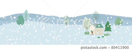 白雪皚皚的鄉村景觀橫幅插圖 白雪皚皚的鄉村景觀橫幅插圖 80411900
