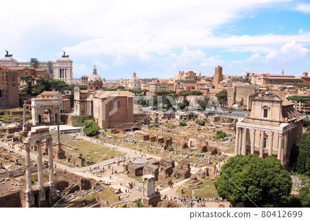 Aerial view on Roman forum, Rome, Italy Aerial view on Roman forum, Rome, Italy 80412699