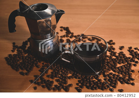 Purple Coffee Time with Moka Espresso Stock Photo - Image of coffee,  italian: 112045348