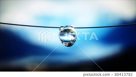 Dew drop on the wire closeup 3d-rendering Dew drop on the wire closeup 3d-rendering 80413782