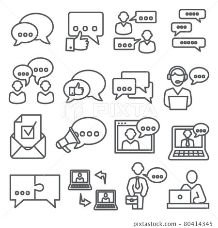 Communication line icons set on white background 80414345