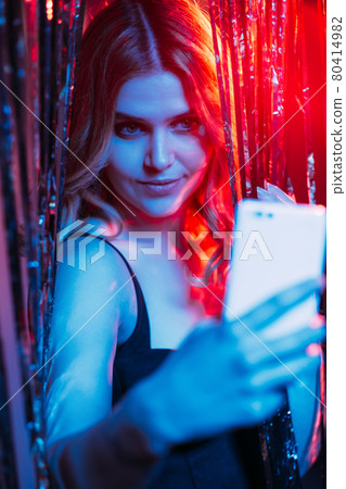 pretty woman selfie photo festive look party pretty woman selfie photo festive look party 80414982