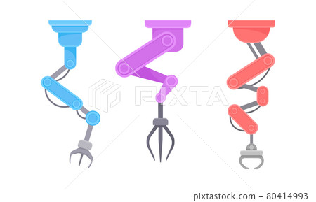 Robotic Mechanical Programmable Arm with Joints for Industrial Assembly Operation Vector Set 80414993