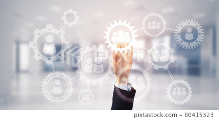 Teamwork concept and choosing gesture of businessperson in elega Teamwork concept and choosing gesture of businessperson in elega 80415323