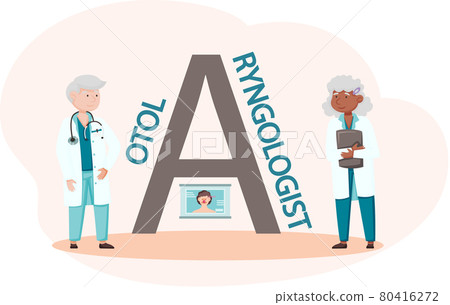 Otology doctor with patient. Otorhinolaryngology healthcare medicine or otolaryngology diseases Otology doctor with patient. Otorhinolaryngology healthcare medicine or otolaryngology diseases 80416272