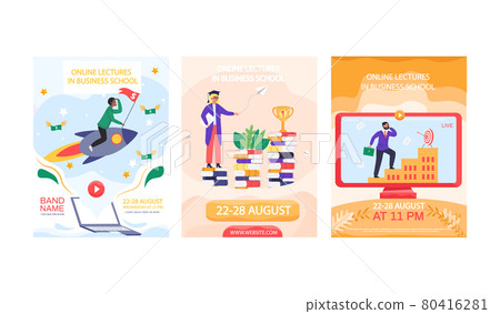 Set of illustrations about online lectures in business school. Investment, innovation, business idea Set of illustrations about online lectures in business school. Investment, innovation, business idea 80416281