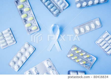 Blue ribbon symbol of prostate cancer 80416634
