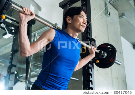 Fitness muscle training barbell squat sports gym training exercise 80417046