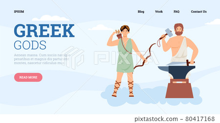 Vector webpage with greek ancient mythology god hephaestus and goddess artemis Vector webpage with greek ancient mythology god hephaestus and goddess artemis 80417168