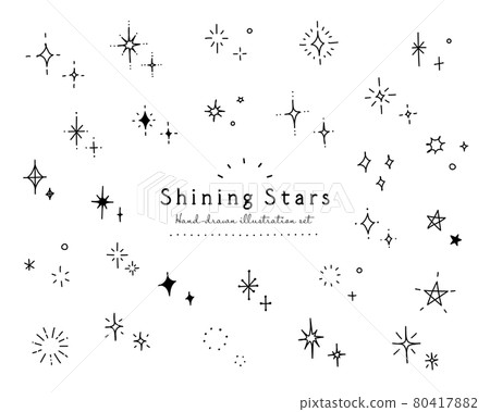 Hand-drawn glitter and star illustration set icon light shine simple decoration decoration star handwritten 80417882
