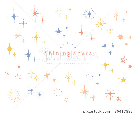 手繪閃點和星星插畫集圖標燈光閃耀簡約裝飾裝飾星星手寫 80417883