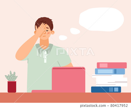 Disappointed man cover face with hand expression emotions of upset or disappoint 80417952