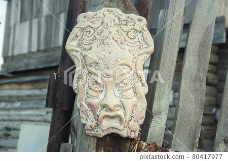 Old african ancient handmade mask 80417977