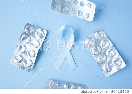 Blue ribbon symbol of prostate cancer 80418409