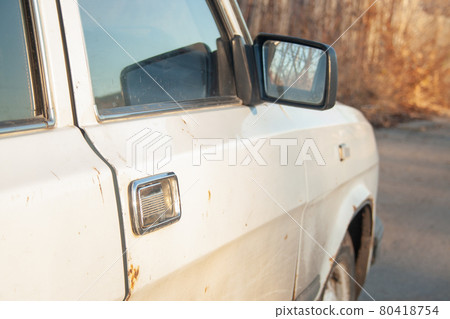 Close-up of white car Close-up of white car 80418754