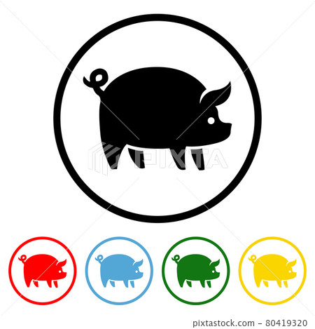 Pig Icon with Color Variations Pig Icon with Color Variations 80419320