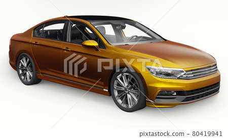 3d rendering of a brandless generic orange car in a white studio environment 80419941