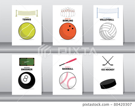 Set of Sport and games ball with element,goals, vector illustrations. Set of Sport and games ball with element,goals, vector illustrations. 80420307