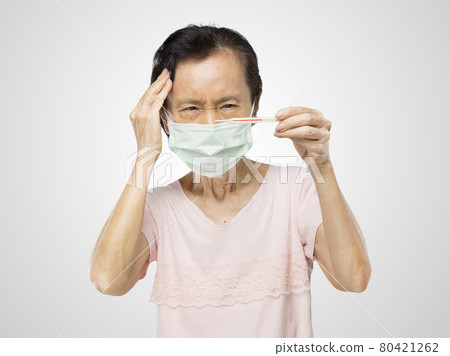 woman feel have fever and sick. woman feel have fever and sick. 80421262