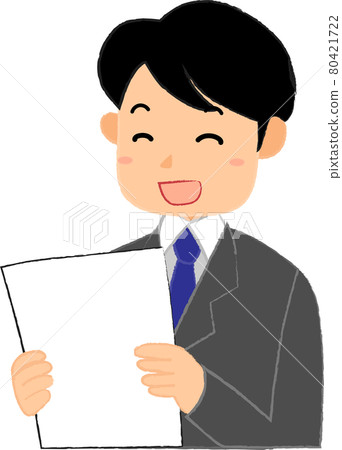 一個穿著灰色西裝、拿著文件的男人 一個穿著灰色西裝、拿著文件的男人 80421722
