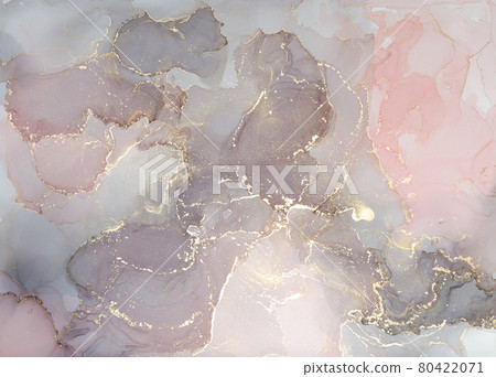 Black, pink and gold alcohol ink splash, liquid flow texture paint, luxury abstract digital paper fine art pattern, wallpaper. 80422071