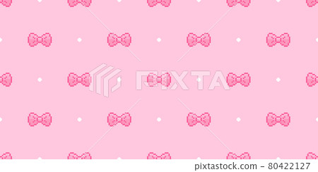 Pixel art bows and ribbons pink seamless pattern. Vector 8 bit cute princess background. Pixel art bows and ribbons pink seamless pattern. Vector 8 bit cute princess background. 80422127