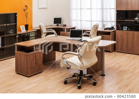 New laptop on table at modern office New laptop on table at modern office 80423580