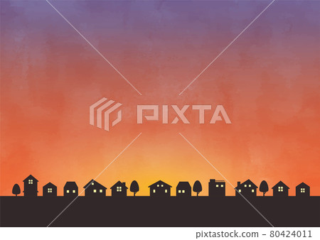 City and sunset scenery watercolor City and sunset scenery watercolor 80424011