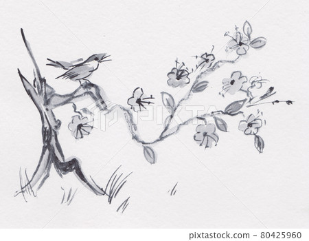 bird on branch of tree bird on branch of tree 80425960
