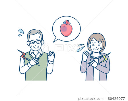 老人，老年男女，心肌梗塞，主動脈瘤，乳腺癌，插圖素材 80426077
