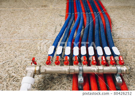 corrugation pipes with ball valves in boiler room corrugation pipes with ball valves in boiler room 80426252