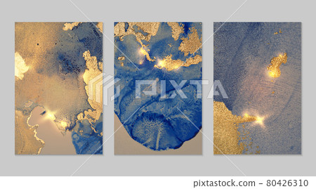 Marble set of gold and bright blue backgrounds with texture Marble set of gold and bright blue backgrounds with texture 80426310