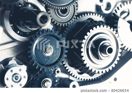 engine gears wheels, closeup view engine gears wheels, closeup view 80426654