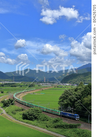 運行在東海道線的貨運列車 運行在東海道線的貨運列車 80426705