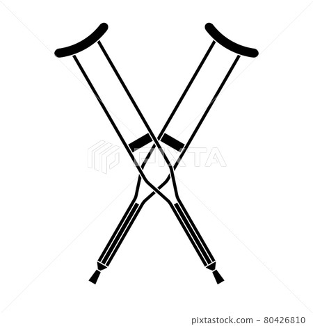 Vector flat black crossed invalid crutch Vector flat black crossed invalid crutch 80426810