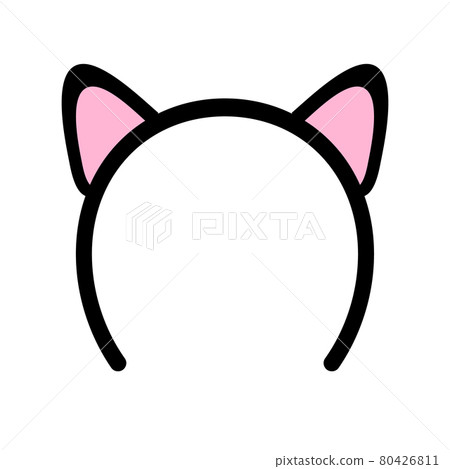 Vector flat cartoon hair bezel with cat ears Vector flat cartoon hair bezel with cat ears 80426811