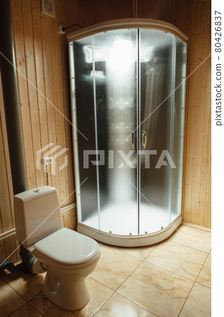 modern shower cabin with illumination and toilet modern shower cabin with illumination and toilet 80426837